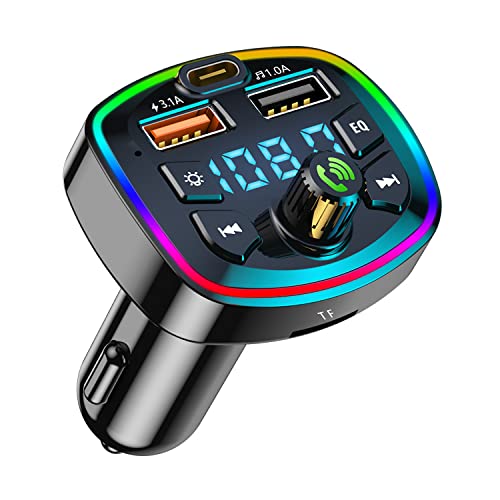 Trasmettitore Fm Bluetooth Auto,Adattatore Bluetooth Auto Radio,Bluetooth Auto Musica Audio,Caricabatterie Auto Con 2 Usb Port 5V/3.1A & 1A,Chiamata V