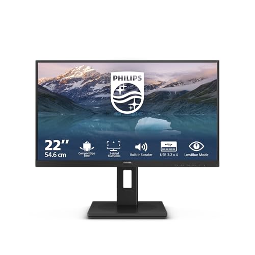 Philips 222S9Jml - Monitor Full Hd Da 21,5 Pollici, Altezza Regolabile, Altoparlanti (1920X1080, 75 Hz, Hdmi, Displayport) Nero