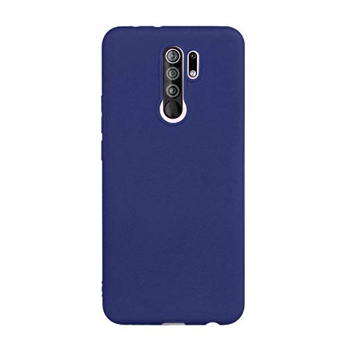 Cuzz Custodia Xiaomi Redmi 9+(Film Di Vetro Temperato)Silicone Tpu Cover Morbida Protettiva Custodia Ultra Sottile Leggero Cover-Blu Scuro