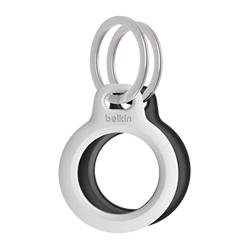 Belkin Custodia Per Airtag Con Anello Portachiavi (Secure Holder, Guscio Protettivo Antigraffio Per Air Tag) – Confezione Da 2, Bianco E Nero