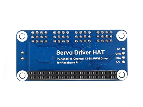 Waveshare 16-Channel Pwm Output Servo Driver Hat For Raspberry Pi 12-Bit I2C Interface With Vin Terminal