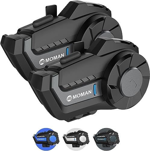 Moman Interfono Moto, H2 Pro【2 Pezzi Nero】 Auricolare Casco Moto Coppia 1000M Sistema Di Comunicazione Con Wireless 5.1 Cancellazione Del Rumore Dsp&C