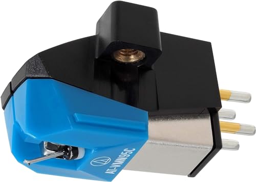 Audio Technica At-Vm95C Dual Moving Magnet Cartridge With Conical Stylus 1/2" Mount Includes Mounting Hardware (Black/Blue)
