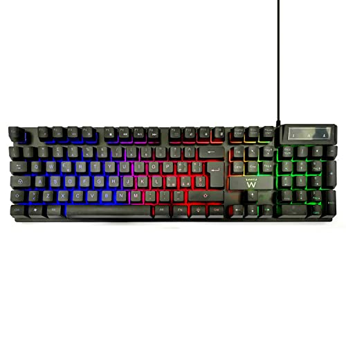 Ewent Tastiera Gaming Layout Qwerty Italiana 105 Tasti, Tastiera Usb Retroilluminata, 19 Keys Anti-Ghosting -12 Tasti Multimediali, Nera