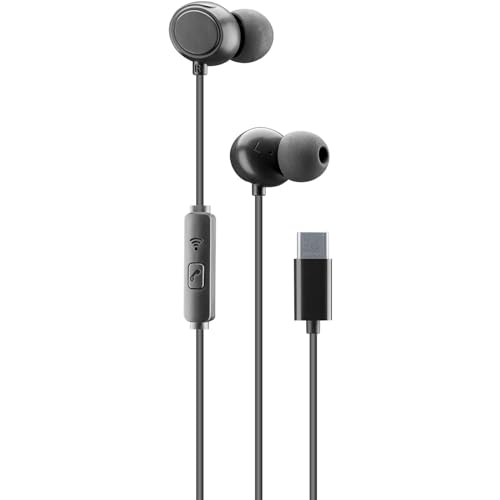 Cellularline | Cloud In-Ear | Auricolare Type-C Stereo, Design In-Ear E Microfono, Connettore Usb-C, Isolamento Dal Rumore, Microfono E Tasto Di Rispo