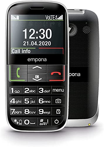 Emporia Active4G - Telefono Cellulare 4G Per Anziani, Volume Alto, Display 2.31" A Colori, Tasti Grandi, Tasto Sos, Basetta Di Ricarica, Fotocamera, B