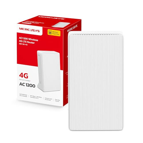 Mercusys Tp-Link Mb130-4G Cat4 Ac1200Mbps Router 4G Lte Wireless Dual-Band, Router Wifi Con Sim, Porta Lan/Wan, Modem 4G Sim, Senza Configurazione, An