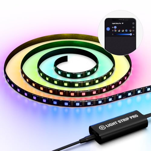 Elgato Light Strip Pro – Led Rgb Controllabili Individualmente, Scene Ia, Velocità/Intensità/Direzione Regolabili – Controllato Tramite App Su Mac, Pc