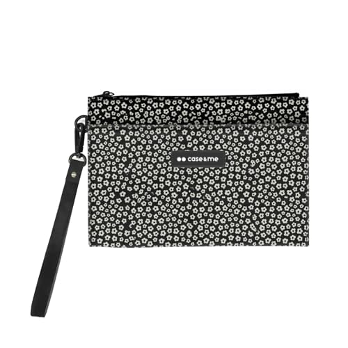 Case&Me Borsa Per Smartphone E Accessori, Borsetta Con Laccio, Borsa Porta Oggetti, Con Zip, Doppia Tasca, Floreale