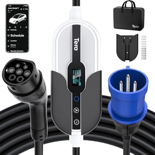 Tera Smart Ev-Cargador Portátil 7,6 Kw Tipo 2 Solo Para Uso En Interiores Ce&Tüv 16-32A&App Wlan Bluetooth Portátil O Montado En La Pared Cable 7 Metr