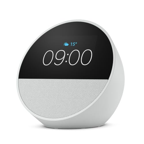 Nuovo Amazon Echo Spot (Modello 2024) | Sveglia Intelligente Con Suono Di Qualità E Alexa | Bianco