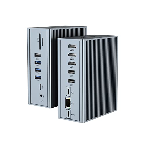 Qhou Docking Station Usb C Con Alimentatore, 16 In 1 Docking Station Usb C, 100 W Pd, Ethernet, Audio Da 3,5 Mm, 2 Usb A E Usb C 10 Gbit/S, Sd/Tf Per