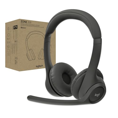 Logitech Zone 305 Per Aziende, Cuffia Con Microfono Wireless Bluetooth, Per Microsoft Teams, Compatibile Con Windows, Mac, Chrome, Linux, Ios, Ipados,