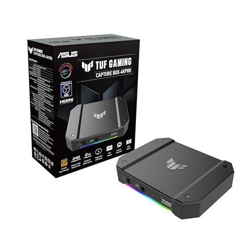 Asus Tuf Capture Box 4Kpro - Compatibilità Hdmi 2.1, 4K Fino A 60 Fps, 2K Fino A 120 Fps E Full Hd Fino A 120 Fps, Plug-And-Play Usb 3.2 Gen 2, Due Ja