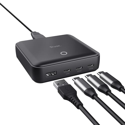 Trust Maxo 100W Multipresa Usb C, Caricatore Usb-C X3 Usb-A X1, Caricatore Usb Multiplo, Cavo Di Alimentazione 1,5 M, Hub Stazione Di Ricarica Usb Mul