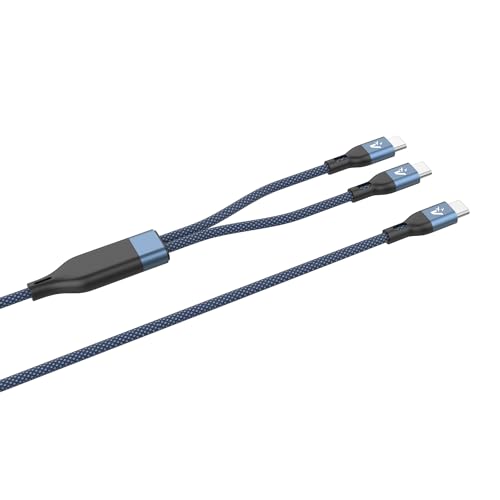 Vultech Cavo Smartphone Cs-Nccc12Bl In Nylon Type-C To 2 Type-C Blu 1,2M 5.0A 100W - Pd 5A Qc 3.0 - Macbook Pro/Air, Iphone 15 / Pro/Pro Max, Samsung