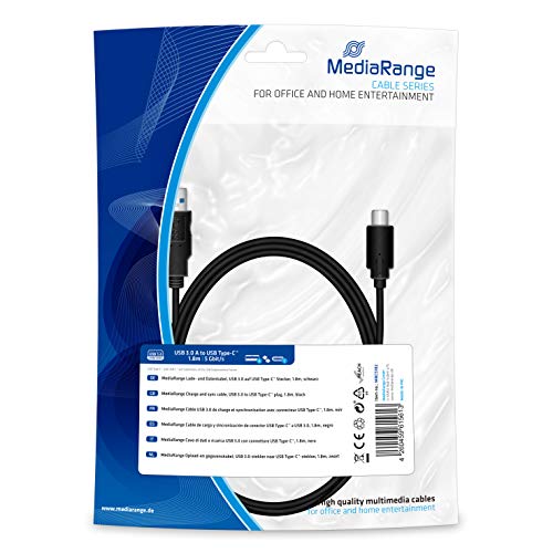 Mediarange Mrcs182 Cavi Di Ricarica E Dati 1,8M Usb 3.0 Typ C Nero
