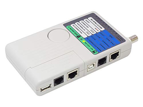 Good Connections Tester Per Cavi Di Rete Con Unità Remota – Per Rj45, Rj11, Utp/Stp/Bnc/Usb – Studiato Per Passaggio, Cortocircuito, Cambio Cavo E Dif