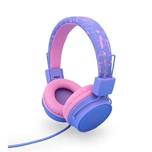 Dcu Tecnologic | Cuffie Per Bambini | Auricolare Per Bambini | Cavo Jack | Da 3,5 Mm Protezione Del Volume Di 85 Db | Microfono | Viola E Rosa