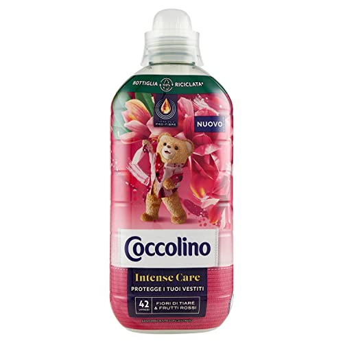 Coccolino Ammorbidente Concentrato Fiori Di Tiarè E Frutti Rossi, Ammorbidente Lavatrice Intense Care Con Tecnologia Pro-Fibre, Formato Fino A 42 Lava