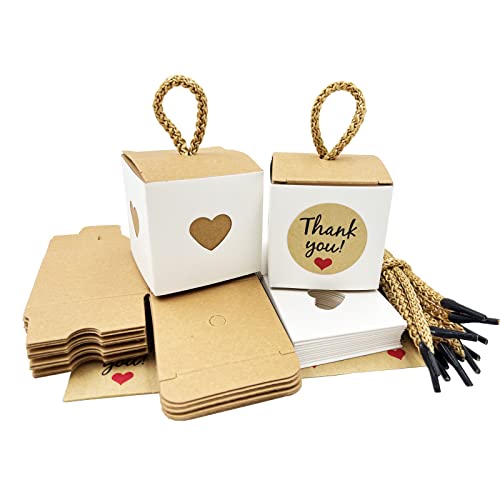 Dugyirs 50 Pezzi Scatole Regalo Di Carta Kraft 5,5X5,5X5,5 Cm Piccola Confezione Regalo Caramella Scatole Confezioni Regalo Vintage Per Cioccolatini N