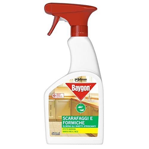 Baygon Scarafaggi E Formiche Trigger Insetticida, Azione Rapida Ed Effetto Barriera 1 Mese, 1 Trigger Da 500 Ml