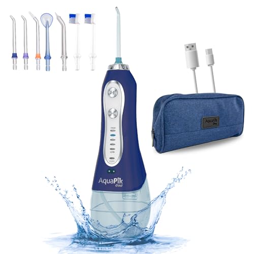 Aquapik One, Irrigatore Dentale E Nasale Portatile. Include 8 Ugelli Multifunzione. 5 Modalità Di Utilizzo Capacità 300 Ml. Batteria Ricaricabile. Con