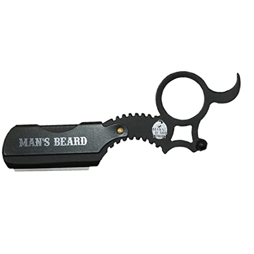 Man'S Beard – Mini Rasoio Da Barba In Acciaio Nero, Professionale Manuale, Da Barbiere – Alta Qualità– Lama Piccola