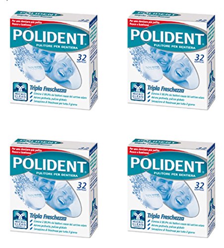 4 Confezioni Polident Compresse Tripla Freschezza Per La Pulizia Della Dentiera