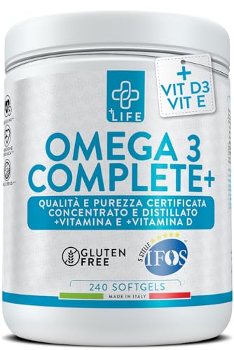 Omega 3 Ifos 5 Stelle Certificato Con Vitamina D3 2000 Ui Piulife® 240 Softgel 2000Mg Epa, 1000Mg Dha Dose, Olio Di Pesce Omega 3 Capsule Fish Oil, Tr