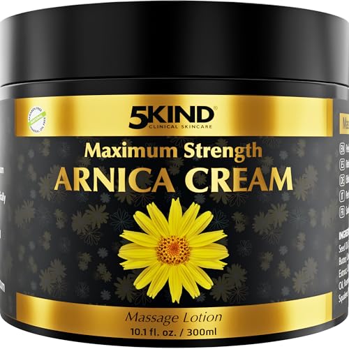 5Kind Arnica Crema Extra Forte 300Ml - Arnica Per Cavalli Uso Umano - Crema Arnica Ad Azione Rapida Per Lividi E Gonfiori - Arnica Forte - Crema Natur