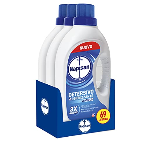 Napisan Detersivo Lavatrice Liquido Igienizzante Classico, 3 X 1.15L