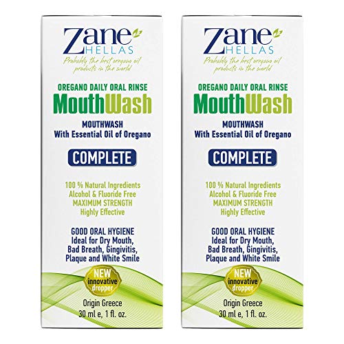 Zane Hellas Collutorio (Mouthwash). Risciacquo Orale Con Olio Di Origano. Ideale Per Gengiviti, Placca, Bocca Secca E Alito Cattivo.Senza Alcool E Flu