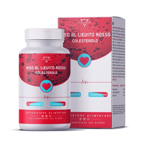 Riso Rosso Fermentato - 365 Compresse (Fornitura 12 Mesi) | 2,9 Mg Di Monacolina K | Integratori Colesterolo Con Coenzima Q10 | Made In Italy