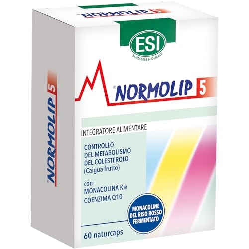 Esi - Normolip 5, Integratore Alimentare A Base Di Riso Rosso Fermentato E Caigua, Che Contribuisce Ai Normali Livelli Di Colesterolo, Senza Glutine E