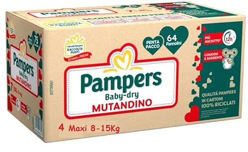 Pampers Baby Dry Mutandino Quadripack Pannolini Taglia 4 Offerta 64 Pz