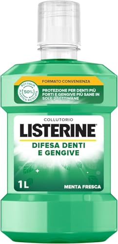 Listerine Collutorio Difesa Denti E Gengive, Al Gusto Di Menta Fresca, Collutorio Gengive Infiammate Per Denti Forti, Con Fluoruro, Igiene Orale Per G