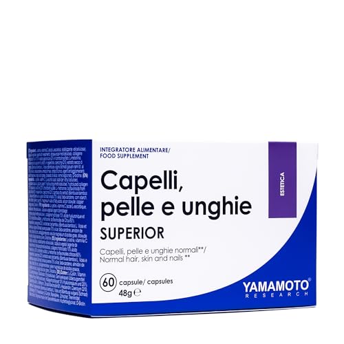 Yamamoto Research Capelli, Pelle E Unghie Superior 60 Capsule, Integratore Alimentare Di Vitamine E Minerali Con Collagene Idrolizzato E Coenzima Q10