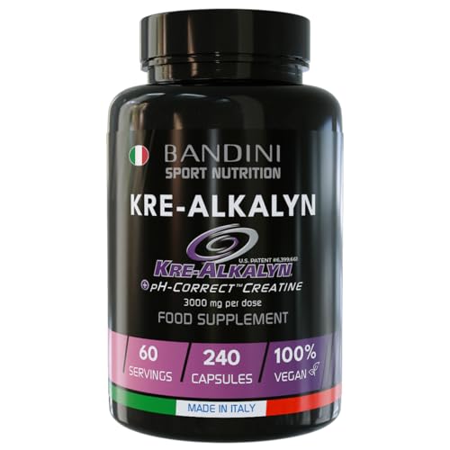 Bandini® Kre-Alkalyn® 240 Capsule - Creatina Alcalina Tamponata - Per Allenamento, Sport, Palestra E Pre Workout - 100% Vegan - A Base Di Creatine Mon