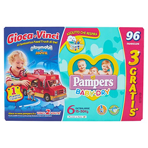 Pampers Baby Dry Pannolini Extralarge, Taglia 6, Megapack Da 96 Pezzi