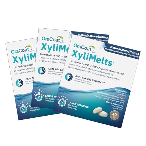 Oracoat Xylimelts - 120 Compresse Adesive Contro La Secchezza Delle Fauci, Discrete, Utilizzabili Durante Il Sonno, Vegano, Neutro