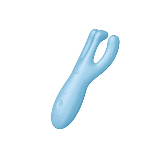 Satisfyer, Vibratore, Vibratore Da Appoggio, Threesome 4', 14 Cm, Con App, 3 Motori, Per La Stimolazione Del Clitoride E Della Vulva, Colore:Blu