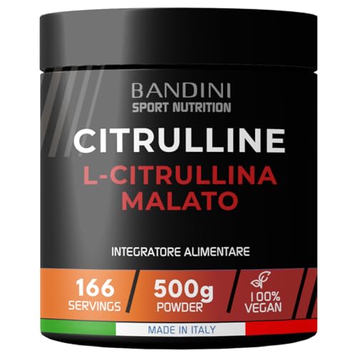 Bandini® L-Citrulline Malate 500G, 3G L-Citrulline Malate Per Dose Giornaliera, Formula Di Citrullina Malato In Un Rapporto 2:1, Perfetto Per Allename