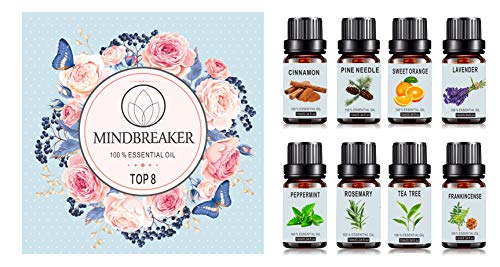 Set Di Oli Essenziali Di Aromaterapia Biologica - Top8 All Oil Diffuser, Incenso, Lavanda, Tea Tree, Arancia Dolce, Menta Piperita, Cannella, Ago Di P