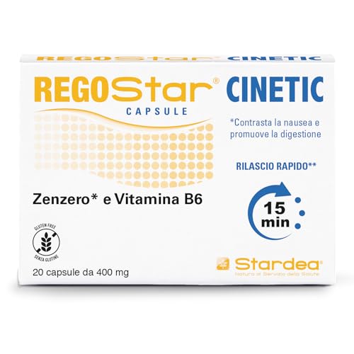 Stardea Regostar Cinetic Rilascio Rapido, Digestione, Cinetosi, Contro La Nausea, Reflusso, Digestivo, Effetto Rapido, Zenzero, Vitamina B6, Integrato