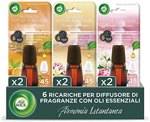 Airwick Ricariche Per Diffusore Di Oli Essenziali Armonia Istantanea, Confezione Da 6 Ricariche Per Il Diffusore Di Oli Essenziali, Profumatore Per Am