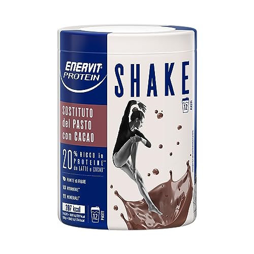 Enervit Meal Shake Cacao Protein, Bevanda Proteica Adatto Come Sostituto Del Pasto, Ricco Di Proteine, La Confezione Copre 12 Pasti, 20% Proteine, 13 