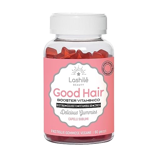 Lashilé Beauty Good Hair, Integratore Per La Bellezza Dei Capelli A Base Di Biotina, Vitamina B6 E Zinco, Senza Zucchero, 60 Pastiglie Gommose 1 Mese