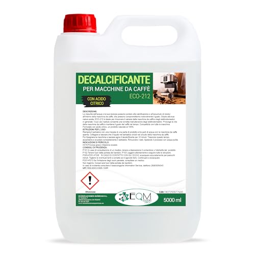 Eqm | Eco-212 | 5 L | Decalcificante Per Macchine Da Caffè | Compatibile Con Tutte Le Macchine Da Caffè | Elimina Il Calcare Incrostato Nelle Macchine