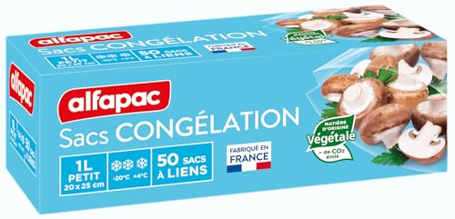 Alfapac – 50 Sacchetti Per Freezer Con Lacci, Modello Piccolo – Vegetal Origin – Made In France